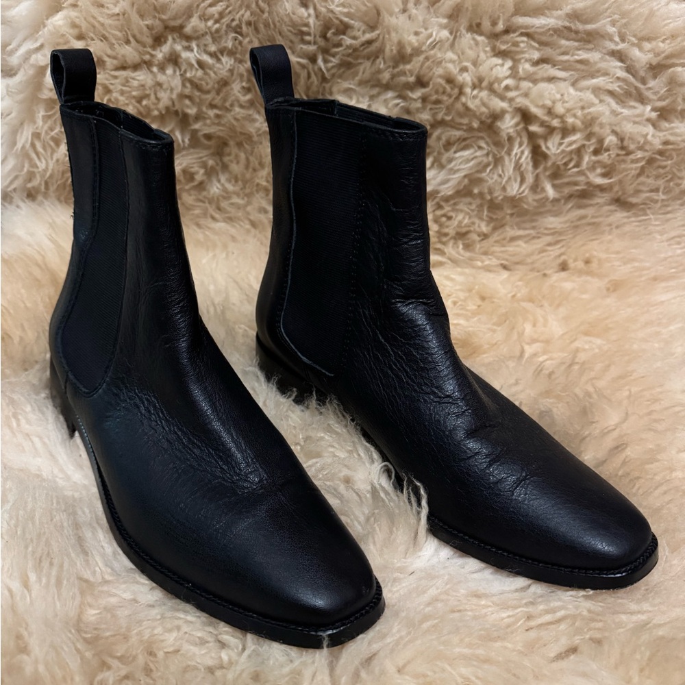 Christy Dawn Real Leather Black Ankle Chelsea Boots Booties